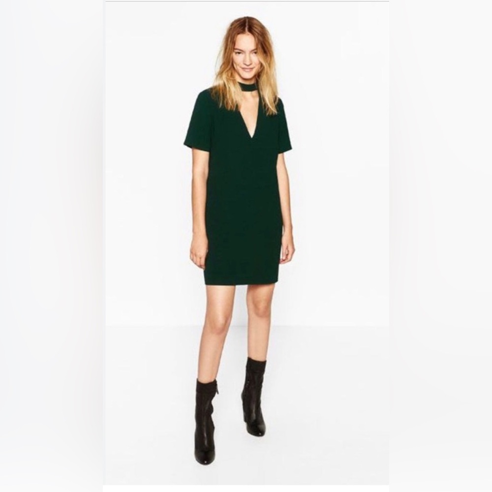 Zara Green Choker Mini Dress XL